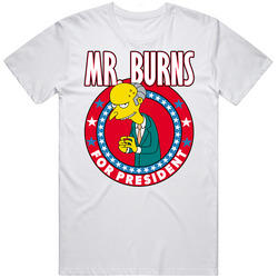 Mr. Burns The Simpsons For President Tv Show Villain Fan Mens Size Large White T Shirt Mr. Burns The Simpsons For President Tv Show Villain Fan Mens Size Large White T Shirt