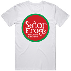 Senor Frog's Fiesta Mexican Grill Food Restaurant Store Logo Mens Size Large White  T Shirt