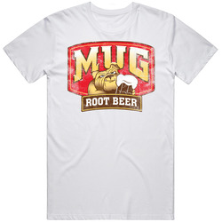 Mug Root Beer Retro Vintage Look Bulldog Soda Pop Label Food Logo Mens Size Large White  T Shirt