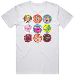 Scratch N Sniff Cool 80s Stickers Distressed Look Mens Size Large White T Shirt Scratch N Sniff Cool 80s Stickers Distressed Look Mens Size Large White T Shirt