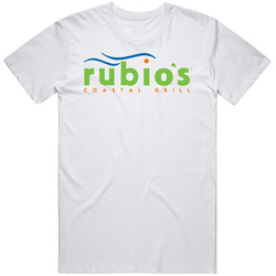 Rubio's Coastal Mexican Grill Food Restaurant Logo Mens Size Large White T Shirt Rubio's Coastal Mexican Grill Food Restaurant Logo Mens Size Large White T Shirt