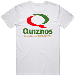 Quiznos Sub Sandwhich Restaurant Mens Size Large White T Shirt Quiznos Sub Sandwhich Restaurant Mens Size Large White T Shirt