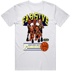 Fab Five Michigan Retro Caricature White Mens Size Large White T Shirt Fab Five Michigan Retro Caricature White Mens Size Large White T Shirt