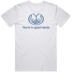 You're In Good Hands Allstate Most Memorable Ad Slogan Mens Size Large White T Shirt You're In Good Hands Allstate Most Memorable Ad Slogan Mens Size Large White T Shirt