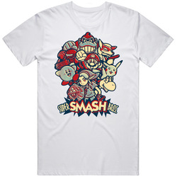 Super Smash Bros Characters Pop Art Retro Video Game Mens Size Large White  T Shirt
