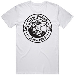 Taco John's Tex Mex Grill Mexican Food Restaurant Logo Mens Size Large White T Shirt Taco John's Tex Mex Grill Mexican Food Restaurant Logo Mens Size Large White T Shirt