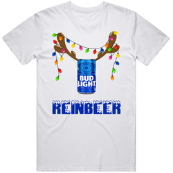 Bud Light Reinbeer Funny Beer Lager Fan Christmas Mens Size Large White T Shirt Bud Light Reinbeer Funny Beer Lager Fan Christmas Mens Size Large White T Shirt
