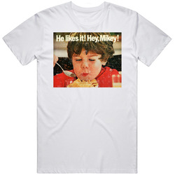 He Likes It Hey Mikey Life Cereal Most Memorable Vintage Ad Slogan Mens Size Large White  T Shirt