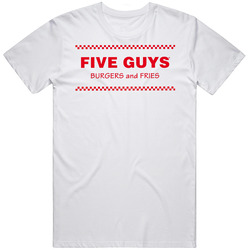 Five Guys Burger And Fries American Favorite Fast Food Mens Size Large White  T Shirt