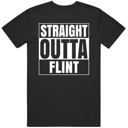 Straight Outta Flint Michigan City Parody Black Mens Size Large T Shirt Straight Outta Flint Michigan City Parody Black Mens Size Large T Shirt