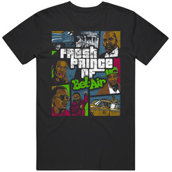 Fresh Prince Of Bel Air Gta Style Worn Look Black Mens Size Large T Shirt