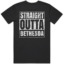 Straight Outta Bethesda Distressed Look City Grunge Cool Black Mens Size Large T Shirt Straight Outta Bethesda Distressed Look City Grunge Cool Black Mens Size Large T Shirt