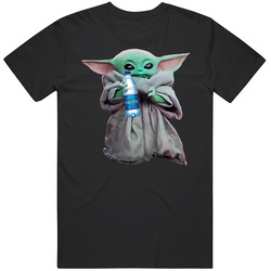 Baby Yoda The Child Mandalorian Dasani Waterbottle Drink Black Mens Size Large T Shirt