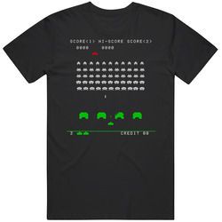 Space Invaders Retro Arcade Video Game Screenshot Black Mens Size Large T Shirt Space Invaders Retro Arcade Video Game Screenshot Black Mens Size Large T Shirt