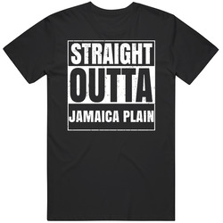 Straight Outta Jamaica Plain Massachusetts City Compton Parody Grunge Black Mens Size Large T Shirt