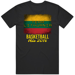 Lithuania Basketball Rio 2016 Olympic Team Flag Black Mens Size Large T Shirt Lithuania Basketball Rio 2016 Olympic Team Flag Black Mens Size Large T Shirt