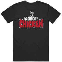 Robot Chicken Tv Show Logo Black Black Mens Size Large T Shirt