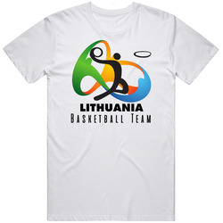 Lithuania Basketball Team Rio 2016 Olympic Event Logo Mens Size Large White T Shirt Lithuania Basketball Team Rio 2016 Olympic Event Logo Mens Size Large White T Shirt