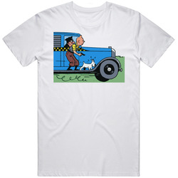 Tintin Mens Size Large White T Shirt Tintin Mens Size Large White T Shirt