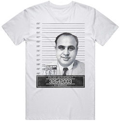 Al Capone Mafia Mugshot Police Department Mens Size Large White  T Shirt