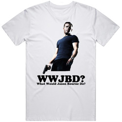 What Would Jason Bourne Do Bourne Identity Mens Size Large White T Shirt What Would Jason Bourne Do Bourne Identity Mens Size Large White T Shirt