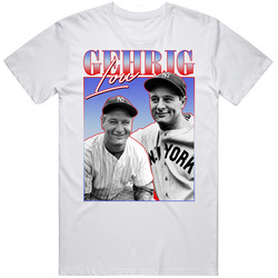 Lou Gehrig Style Mens Size Large White T Shirt Lou Gehrig Style Mens Size Large White T Shirt