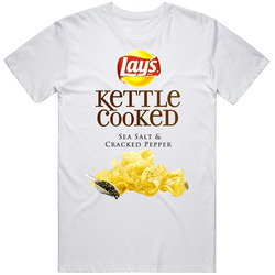 Lay's Kettle Cooked Sea Salt And Cracked Pepper Potato Chips Bag Costume Mens Size Large White  T Shirt