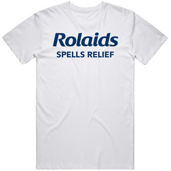 Rolaids Spells Relief Most Memorable Ad Slogan Mens Size Large White T Shirt Rolaids Spells Relief Most Memorable Ad Slogan Mens Size Large White T Shirt