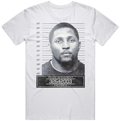 Ray Lewis Famous Sports Star Mugshot Police Department Mens Size Large White T Shirt Ray Lewis Famous Sports Star Mugshot Police Department Mens Size Large White T Shirt