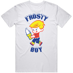 Frosty Boy Ice Cream Desserts Retro Food Logo Mens Size Large White  T Shirt