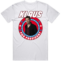 Klaus Mikelson Vampire Diaries For President Tv Show Villain Fan Mens Size Large White T Shirt Klaus Mikelson Vampire Diaries For President Tv Show Villain Fan Mens Size Large White T Shirt