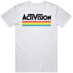 Activision Retro Rainbow Logo Gamer Fan Vintage Grunge Look Mens Size Large White T Shirt Activision Retro Rainbow Logo Gamer Fan Vintage Grunge Look Mens Size Large White T Shirt