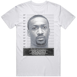 Gilbert Arenas Famous Sports Star Mugshot Police Department Mens Size Large White T Shirt Gilbert Arenas Famous Sports Star Mugshot Police Department Mens Size Large White T Shirt