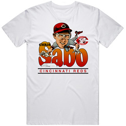 Chris Sabo Retro Baseball Caricature Mens Size Large White T Shirt Chris Sabo Retro Baseball Caricature Mens Size Large White T Shirt