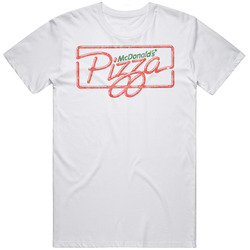 Mcdonalds Pizza 1970s Retro Food Mens Size Large White  T Shirt