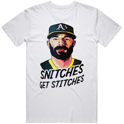 Mike Fiers Baseball Snitches Get Stitches Mens Size Large White T Shirt Mike Fiers Baseball Snitches Get Stitches Mens Size Large White T Shirt