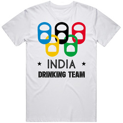 India Drinking Team Olympic Ring Beer Tab Games Mens Size Large White T Shirt India Drinking Team Olympic Ring Beer Tab Games Mens Size Large White T Shirt