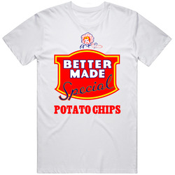 Better Made Potato Chips Most Popular Potato Chip Brand Snack Food Lovers Mens Size Large White  T Shirt