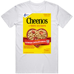 Cheerios Box Greatest Cereal Of All Time Breakfast Fan Foodie Mens Size Large White  T Shirt