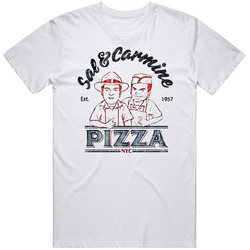 Sal And Carmines Pizza Food Fan Mens Size Large White  T Shirt