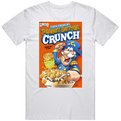 Peanut Butter Crunch Box Greatest Cereal Of All Time Breakfast Fan Foodie Mens Size Large White  T Shirt