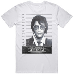 Elvis Presley Celebrity Mugshot Police Department Mens Size Large White T Shirt Elvis Presley Celebrity Mugshot Police Department Mens Size Large White T Shirt
