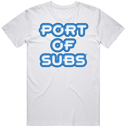 Port Of Subs Sandwhich Restaurant Mens Size Large White  T Shirt
