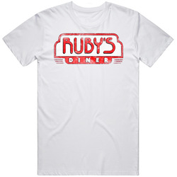 Ruby's Diner California Retro Vintage Restaurant Food Logo Mens Size Large White T Shirt Ruby's Diner California Retro Vintage Restaurant Food Logo Mens Size Large White T Shirt