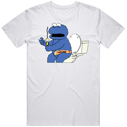 Family Guy Cookie Monster Funny Mens Size Large White T Shirt Family Guy Cookie Monster Funny Mens Size Large White T Shirt