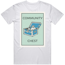Monopoly Board Game Community Chest Card Group Halloween Costume Mens Size Large White  T Shirt