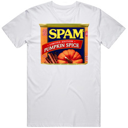 Spam Pumpkin Spice Vintage Label Poster Worn Look Mens Size Large White  T Shirt