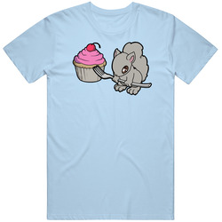 Squirrel With A Cupcake - Light Blue - Cute Unisex Size Large T Shirt Squirrel With A Cupcake - Light Blue - Cute Unisex Size Large T Shirt