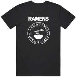 Ramen Noodles Composition Ramens Ramones Logo Parody Funny Unisex Size Large T Shirt