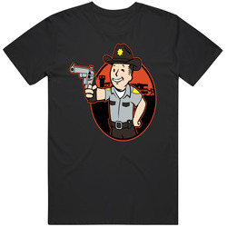 Rick Grimes - The Walking Dead - Fallout Mash Up - Zombie Killer - Bottle Caps Unisex T Shirt Rick Grimes - The Walking Dead - Fallout Mash Up - Zombie Killer - Bottle Caps Unisex T Shirt